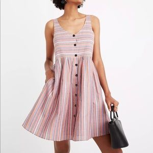 Madewell Scoop Neck Tank Dress in Rainbow Stripe
